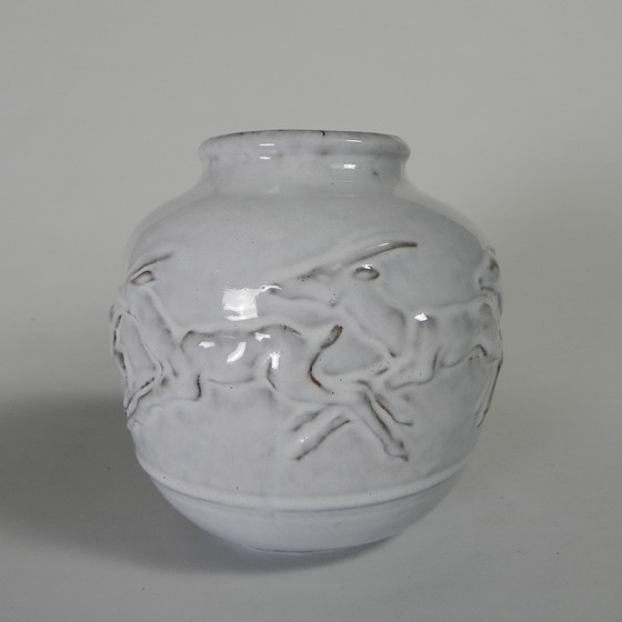 Image 1 of Mobach-Vase mit Hirsch, Modell 217 von Bouke und Klaas Mobach, 1960er Jahre