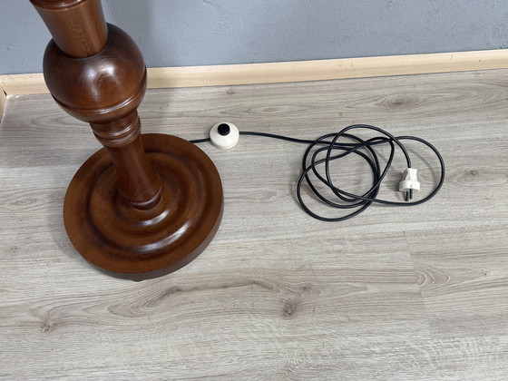 Image 1 of Vintage standing lamp with classic shade and wooden base