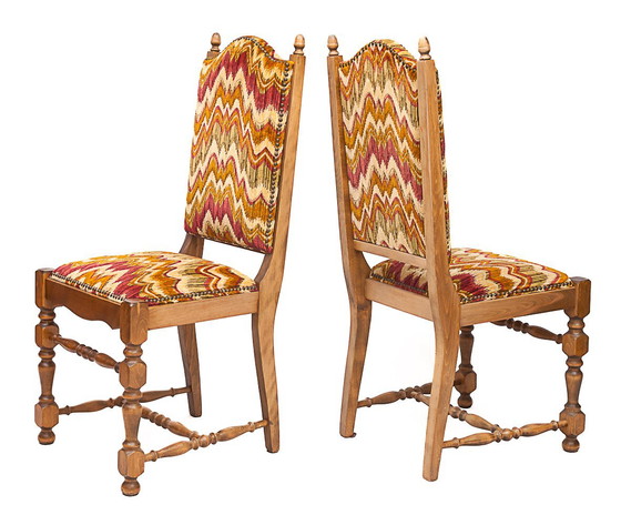 Image 1 of Set de 6 chaises hautes, tissu Missoni,1950