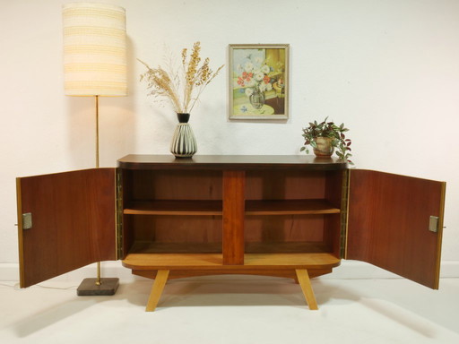 Aparador vintage, años 60, mueble de mediados de siglo, chapa de abedul makoré, 2 puertas, Alemania