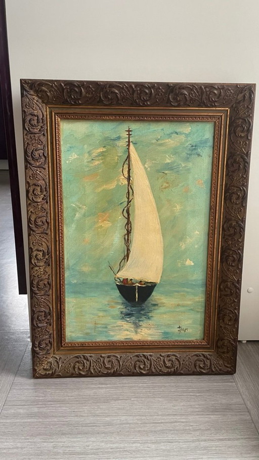 Superb seascape in oil – Lyda Flores, Cabourg (Normandy)