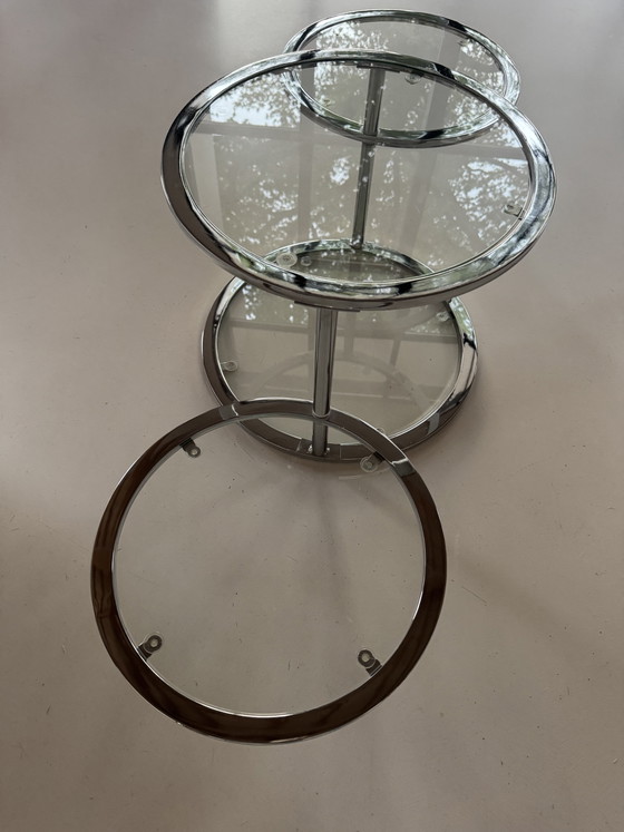 Tavolino da caffè rotondo pieghevole vintage in cromo – Tavolini da caffè, Chrome, Glass (photo 15 of 15)