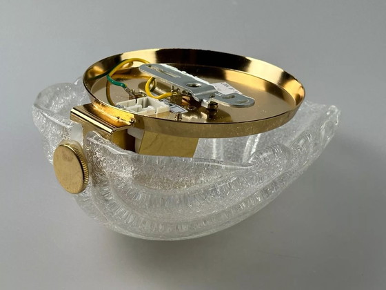 Image 1 of 60's 70's Lampe Lampe murale Glass Brass Blatt Space Age Design