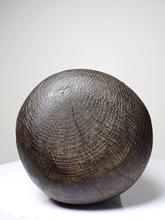 Image 1 of Een sculptuur uit één stuk hout, voorstellende een mannenhoofd, vintage vakmanschap uit de 20e eeuw (jaren 1950).
