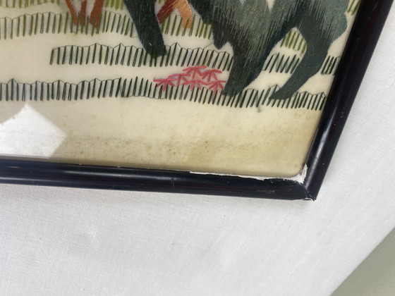 Image 1 of Antieke zijden draadschildering