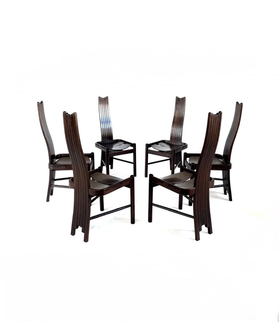 Image 1 of Set of 6 vintage Allmilmö dining chairs, 1980s