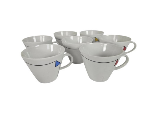 Kronester Bavaria para Van Nelle - 7 tazas y platillos - porcelana - Posmoderno - Años 80