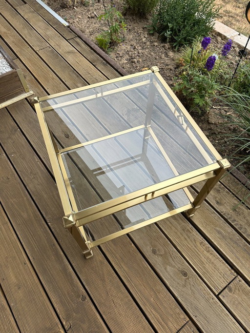 Table d'appoint vintage Orsenigo Italy – Laiton et verre facetté