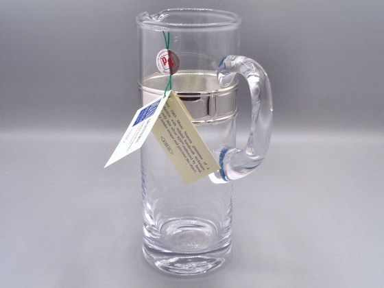 Image 1 of Karaf van geblazen glas met een band van 925 zilver.