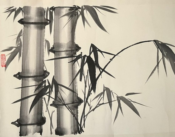 Image 1 of Chinees schilderij. Horizontaal. Buigzaam als bamboe.