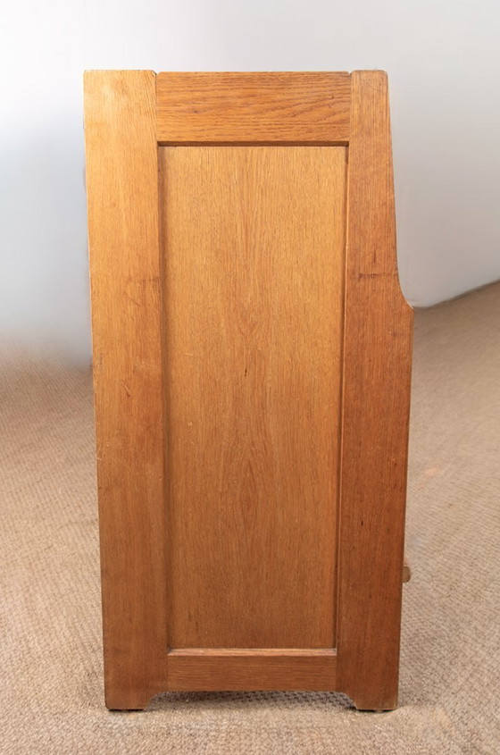 Image 1 of Large sideboard in oak and Danikowski ceramics, by Guillerme and Chambron, 1960.