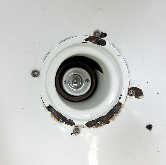 Image 1 of Industrial Black Enamel Factory Hanging Lamp, 1950s