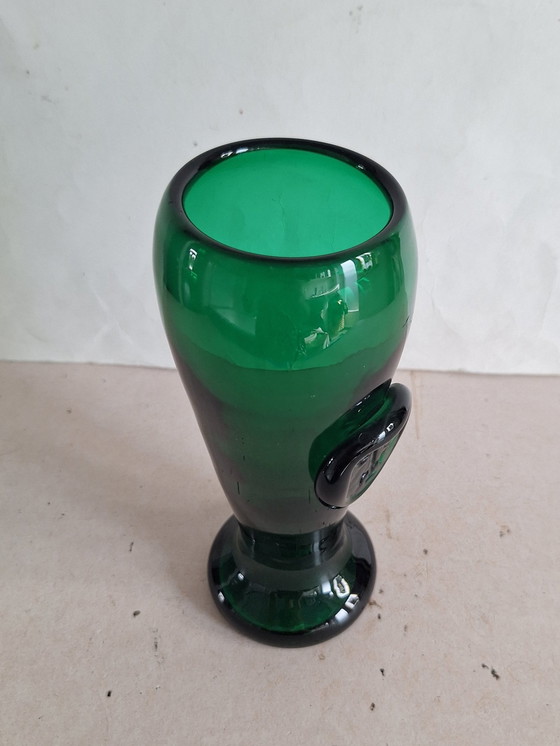 Max Verboeket Kristal Unie/Royal Leerdam Green Vase with Seal. – Glass (photo 6 of 9)