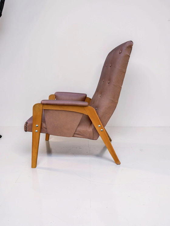Image 1 of Vintage fauteuil lichtbruin skai leer