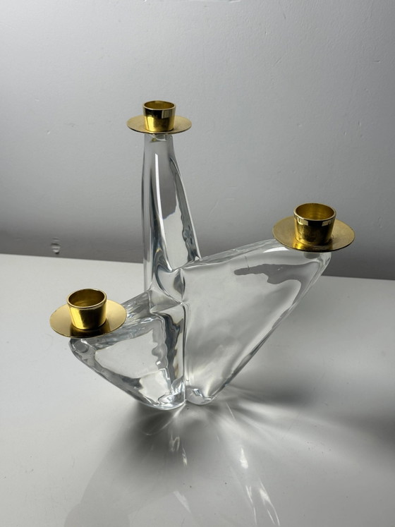 Lampadario modernista in cristallo massiccio e ottone – Firmato Schneider 1960 – Portacandele, Vetro, Design (photo 3 of 13)