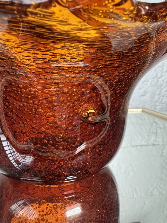 Image 1 of Taschenentleerer aus bernsteinfarbenem Blasenglas aus den 60er Jahren