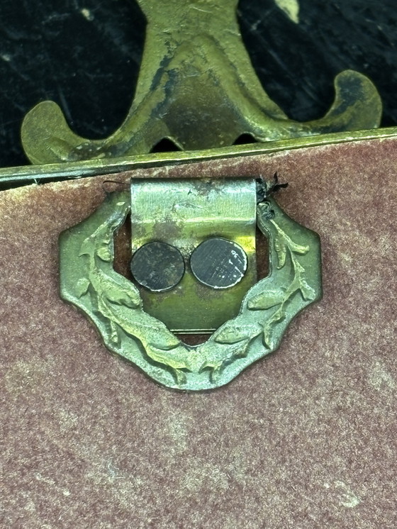 Image 1 of Vintage Italiaanse spiegel jaren 50 – messing – patina – Made in Italy