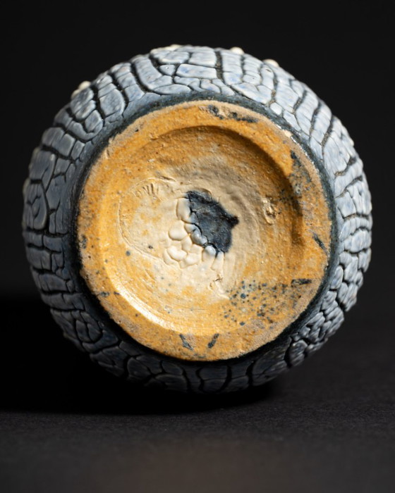 Image 1 of ALBERT KIESSLING "SNAKESKIN" Vase DUO East German Pottery REDUKTIONSGLASUR GDR