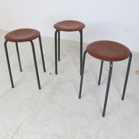 Image 1 of Set of 3 vintage Industrial Stools from Marko, 1950s