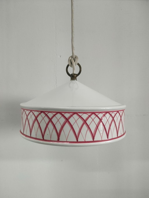 Rara lámpara de techo colgante vintage de porcelana