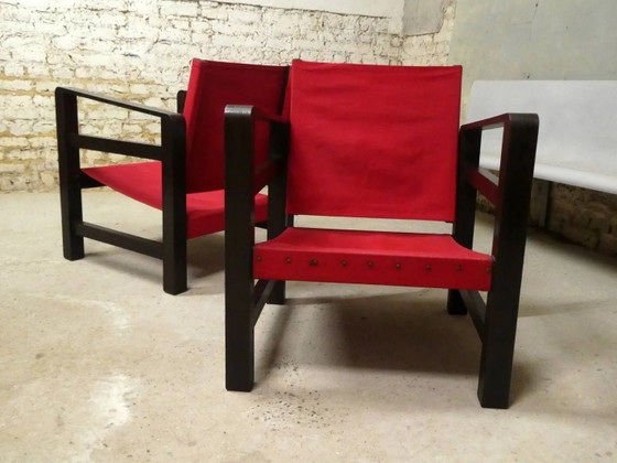 Paire de fauteuils safari en chêne, 1950 – Vintage (photo 8 of 11)