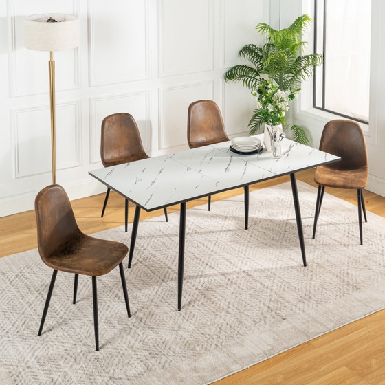 Image 1 of 4x Urban Meuble Chaises de Salle à Manger Scandinaves Vintage Suède Marron Rétro