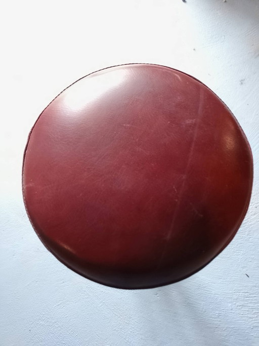 Taburete vintage símil piel y metal cromado 