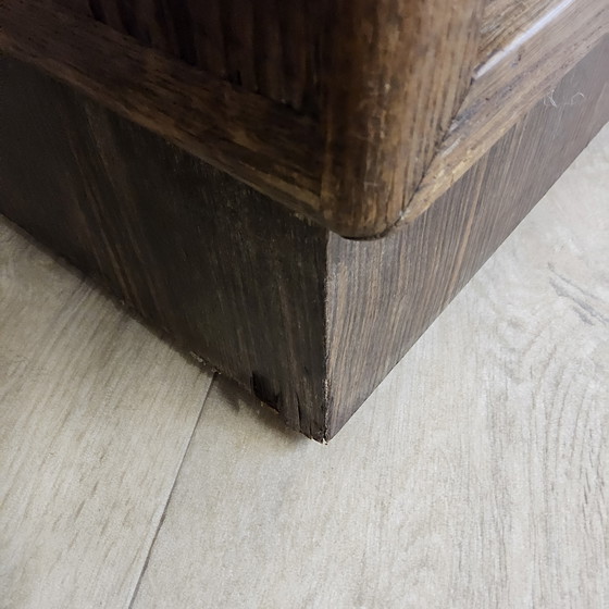 Image 1 of Bureau Art Déco ancien en bois avec bibliothèque et tiroirs d'archivage / bureau double face