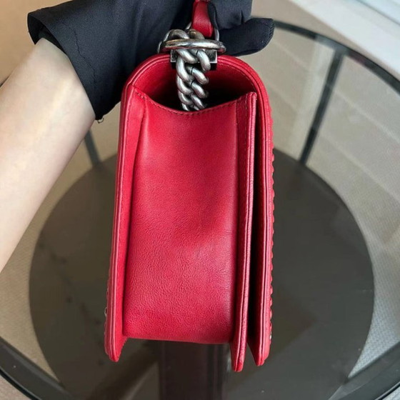 Image 1 of Chanel Calfskin Boy Handle New Medium 28CM Quilted Leboy Palladium Silver Hardware Series 23