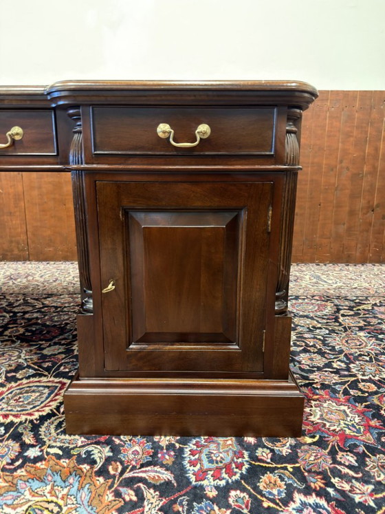 Scrivania da Partner Vintage Inglese Classica – Scrivanie, Leather, Wood (photo 11 of 20)