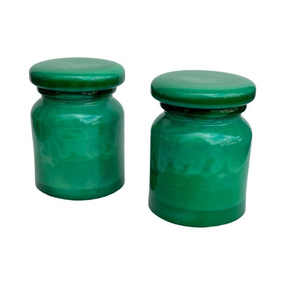 Image 1 of Malachite glass containers – Czechoslovakia, 1970s
