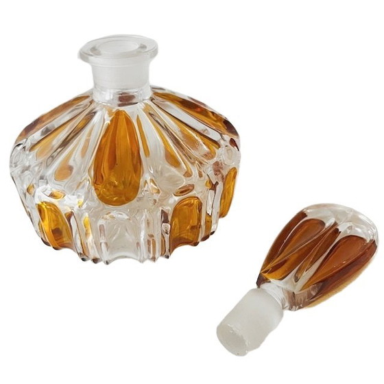 Image 1 of Artdeco stijl parfumfles persglas amber transparant 1950's