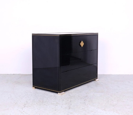 Image 1 of Black and gold Art Deco cabinets by Pierre Vandel, 1970s