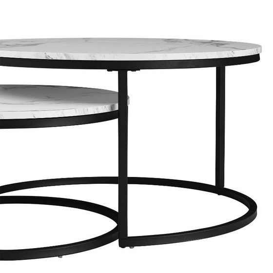 Image 1 of 2-in-1-Couchtisch mit Marmoroptik für das Wohnzimmersofa