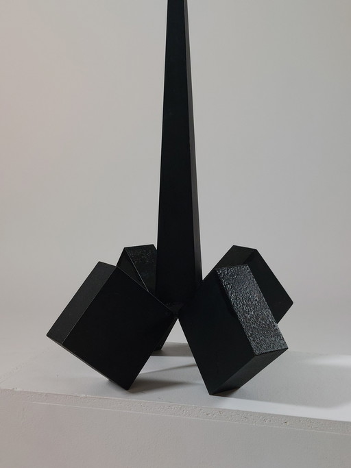 Sehr schwerer brutalistischer mid century Stahl Kerzenständer 