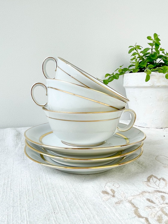 Image 1 of Set da tè/caffè in porcellana vintage Bernardaud &amp; Cie Limoges Francia oro bianco