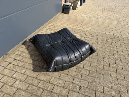 100% authentic Togo Ligne Roset pouf in original black leather