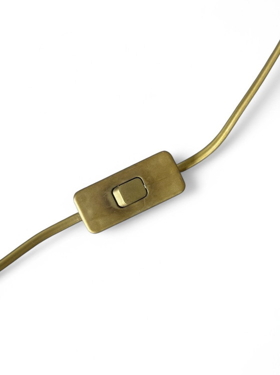 Image 1 of Klassieke Vintage Tafellamp Messing Glas Lamp