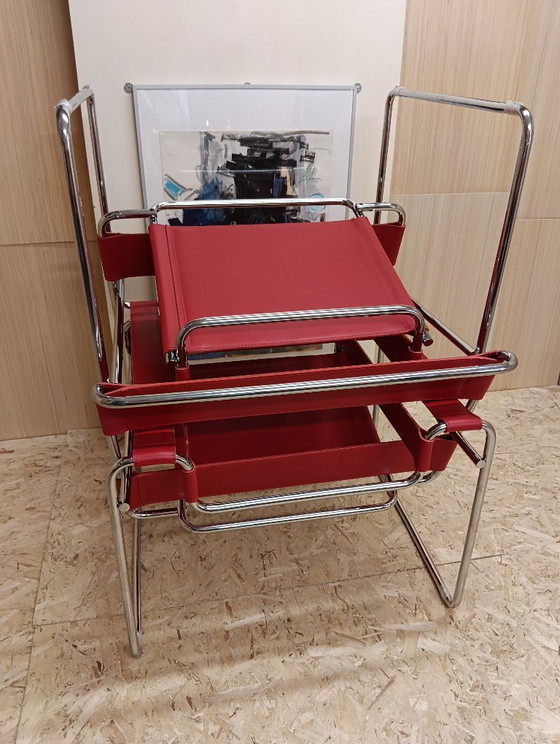 Image 1 of KNOLL Studio Set van 2 WASSILY B3 fauteuils (NIEUW) in rood leer