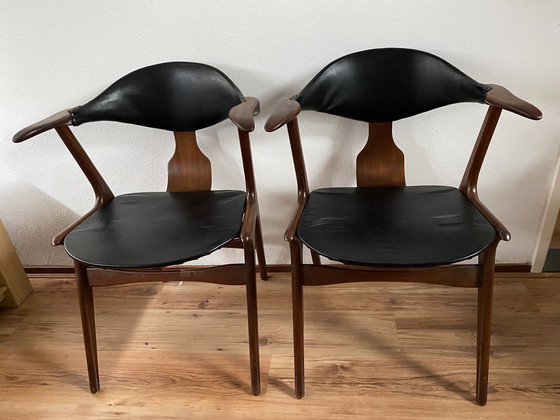 Image 1 of 4 sedie vintage in corno di mucca di Louis van Teeffelen