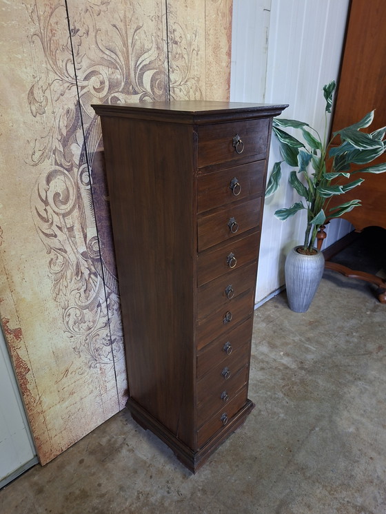 Image 1 of Colonial chest of drawers, apothecary cabinet, filing cabinet, dimensions: 41x43cm and 135cm high.