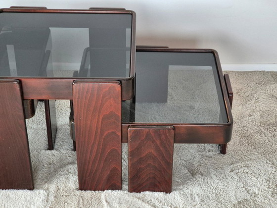 Image 1 of Vintage Italiaanse bijzettafels van Gianfranco Frattini voor Cassina, set van 3.