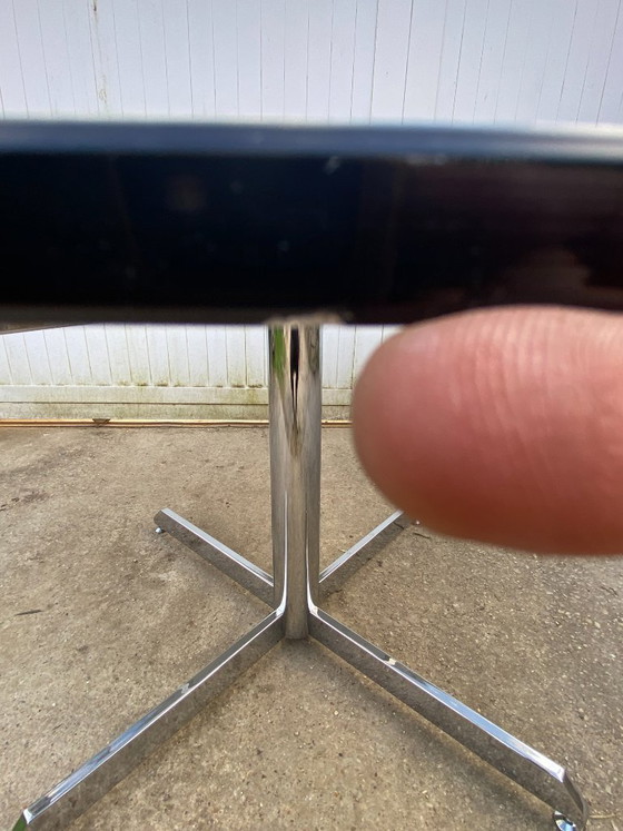 Image 1 of Round smoked glass and chrome table by Florence Knoll and Roche Bobois, 1970s