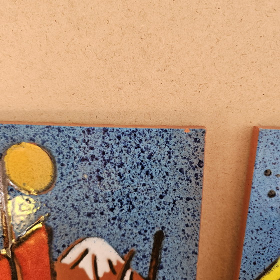 Image 1 of Set Agrob Isma Keramik Wanddeko Fliesen Fische Boote Vintage Retro 70er