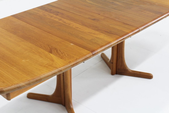 Image 1 of Vintage Danish oval extendable dining table solid teak 1960s