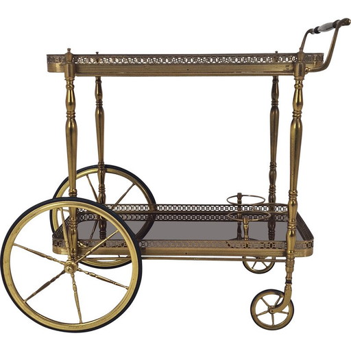 Carrito de mediados de siglo con madera y latón, Francia, década de 1950