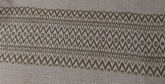 Vintage Woven Tablecloth Olive Green/Beige With Fringes – Decorative Objects, Textile (photo 5 of 5)