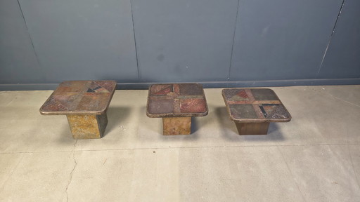 Vintage brutalist slate stone nesting by Design Studio Stam, 1990s