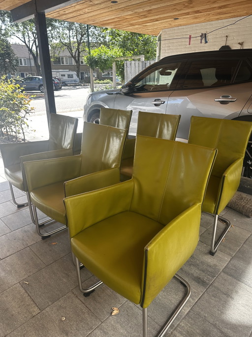 Zes Leren Bert Plantagie Eetstoelen – eetkamerstoelen, Leather