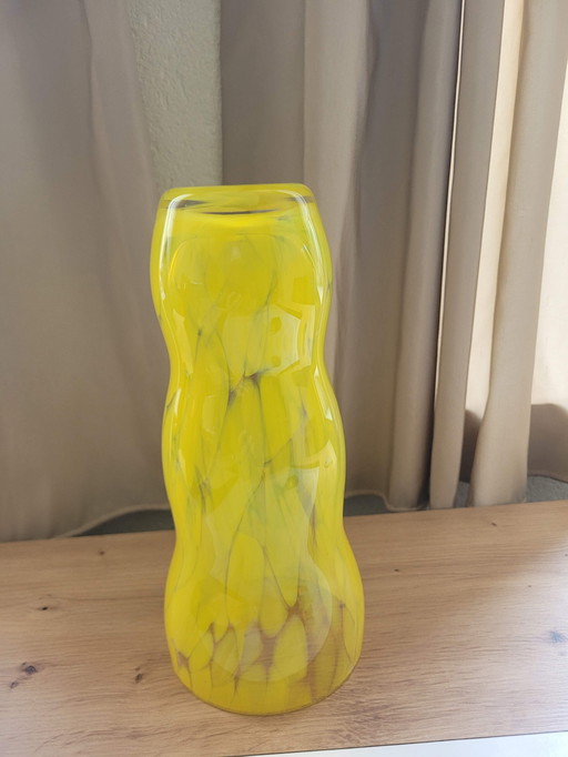 Retro gele gevlekte vaas 